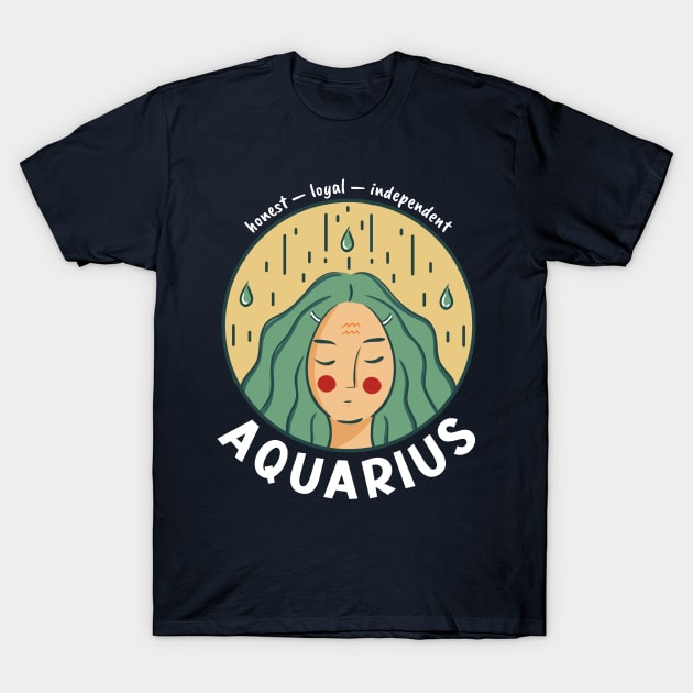 Aquarius Zodiac Girl T-Shirt by Whimsical Frank